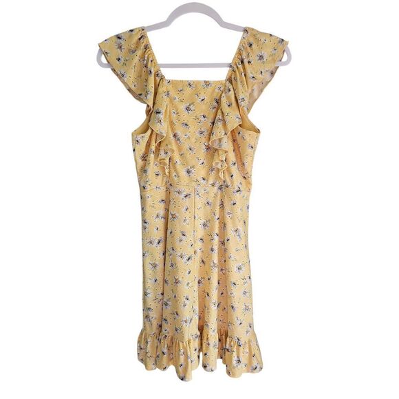 Little girl's yellow and blue floral dress. Knit Works Summer dress. Size 12 - Picture 2 of 5